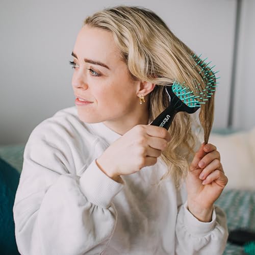 FHI Heat UNbrush Detangling Brush for Pain-Free Brushing on All Wet or Dry Hair Types — Durable DuoFlex Anti-Static Bristles, Lightweight Handle, Vented Hair Brush