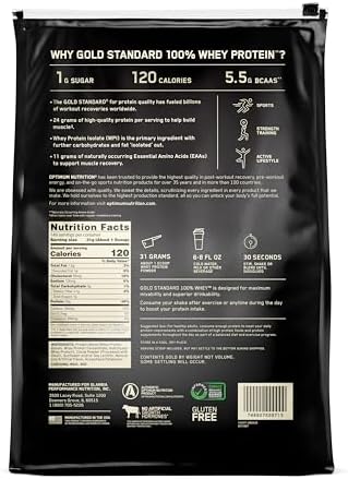 Optimum Nutrition Gold Standard 100% Whey Protein Powder, Double Rich Chocolate 10 Pound (Packaging May Vary)