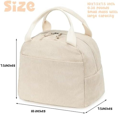Bluboon Lunch Bag for Women Men Cute Corduroy Lunch Tote Bags Reusable Insulated Lunch Box Large Capacity Reusable Insulated Cooler for Work Picnic or Travel