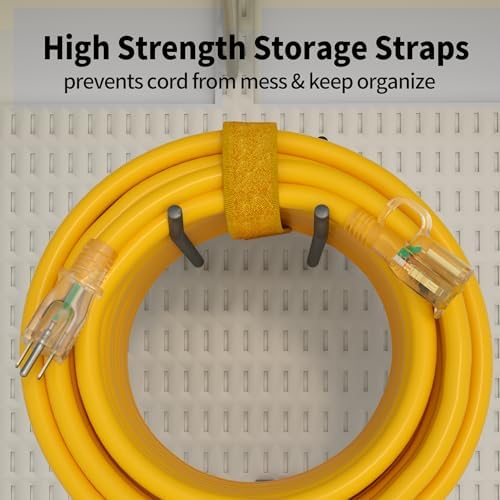 100 ft 12/3 Outdoor Extension Cord Waterproof Heavy Duty with Lighted Indicator End 12 Gauge 3 Prong, Flexible Cold-Resistant Long Power Cord Outside, 15Amp 1875W SJTW Yellow ETL Listed