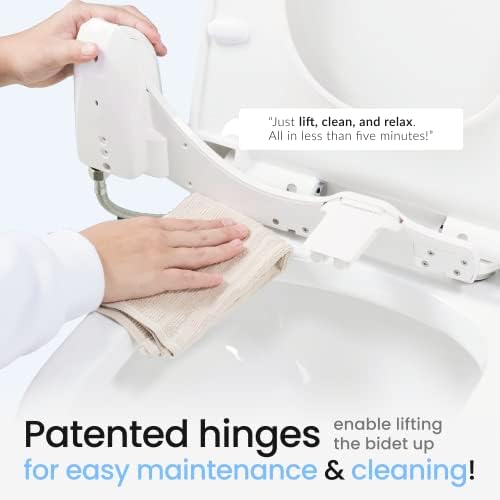 LUXE Bidet NEO 185 Plus - Patented Bidet Attachment for Toilet Seat, Innovative Hinges to Clean, Slide-in Easy Install, Advanced 360° Self-Clean, Dual Nozzles, Feminine & Rear Wash (White)