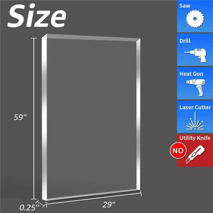 Art3d (2 Pack) 1/4" Thick Plexiglass Sheets - 29"x59" PET Clear Acrylic Sheets for Art Design，Craft Projects, Signs, DIY in Home, Wedding, Festival,Party,Office