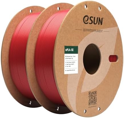 eSUN PLA Basic Filament 1.75mm, 3D Printer Filament High Speed PLA for Fast Printing, 1KG per Spool, 2 Spools High Speed 3D Printing Filament, Fire Engine Red