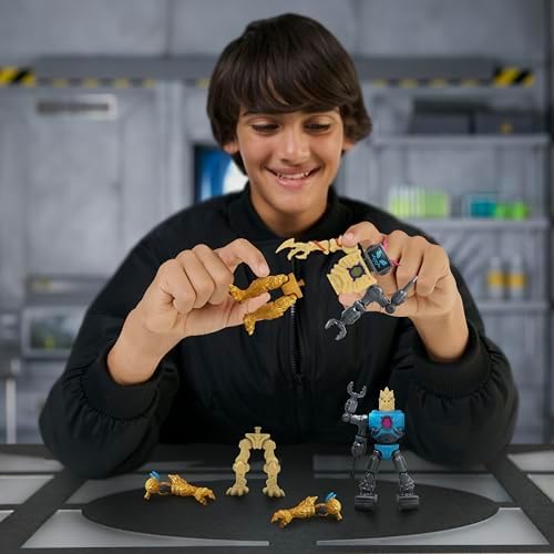 MRBEAST LAB Hybrids Multi Pack, Reveal Different Hybrid Parts to Create 2 Mix & Match Action Figures, Plus Parts of The Golden Panther Dragon, Fuse Beast Combinations, Lab-Bot vs GID Skeleton