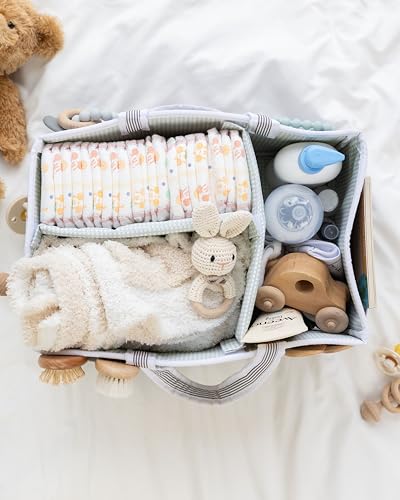 Lily Miles Baby Diaper Caddy - Large Organizer Tote Bag for Newborn essentials Boy or Girl - Baby Shower Basket - Nursery Must Haves - Registry Favorites - Newborn Caddie Car Travel