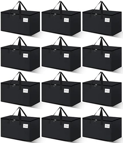 Heavy Duty Moving Bags - Extra Large Packing Bags and Storage Totes, Collapsible and Foldable Option for Moving and Storage, Black, 125 L - 12 Pack