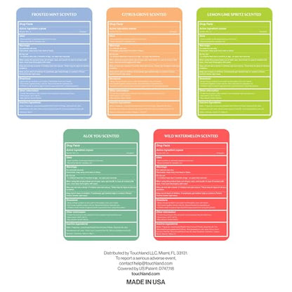 Touchland Power Mist Hydrating Hand Sanitizer Spray, FRESH 5 Set (Mint, Citrus, Lemon Lime, Aloe, Watermelon), 1 FL. OZ. Travel Size (Set of 5)