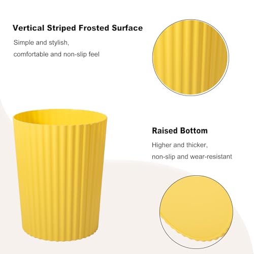 JiatuA Small Trash Can Plastic Wastebasket Round Garbage Container Bin for Bathroom, Kitchen, Bedroom, Home Office, College Dorm, Yellow