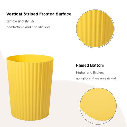 JiatuA Small Trash Can Plastic Wastebasket Round Garbage Container Bin for Bathroom, Kitchen, Bedroom, Home Office, College Dorm, Yellow