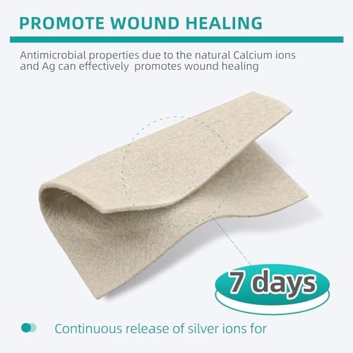 Dimora Upgrade Silver Calcium Alginate Wound Dressing -Antibacterial Non Stick Gauze for Wounds Care, Highly Absorbent Sterile Bandage Pads with Ag, 3'' x 3'' Patches 12 Packs Individual