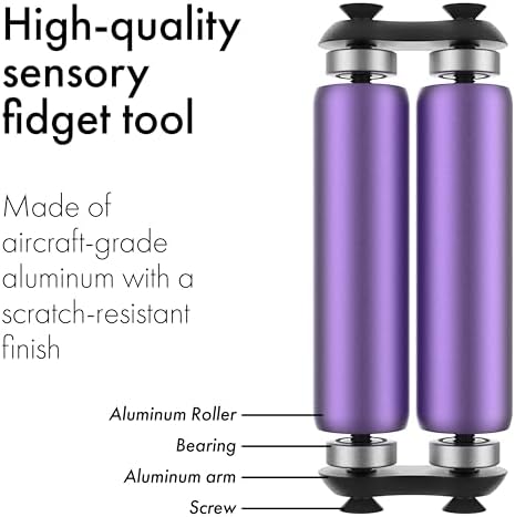 ONO Roller - Handheld Fidget Toy for Adults | Help Relieve Stress, Anxiety, Tension | Promotes Focus, Clarity | Compact, Portable Design (Junior Size/Aluminum, Purple)