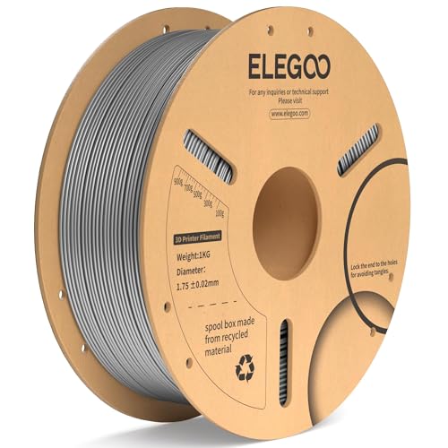 ELEGOO PLA Plus Filament 1.75mm Space Gray 1KG, PLA+ Tougher and Stronger 3D Printer Filament Dimensional Accuracy +/- 0.02mm, 1kg Spool(2.2lbs) Fits for Most FDM 3D Printers