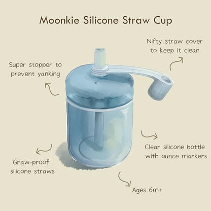 Moonkie Baby Straw cup | Silicone Toddler Sippy Cup Training Cup with Straw Lid | BPA-Free Drop-Proof Cup | Baby Led Weaning | 6 Months+, 5 oz, 2pack