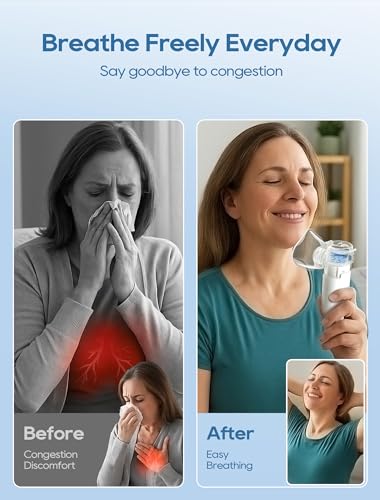 Portable Nebulizer for Adults and Kids with Smart LED Display, 3 Modes & Auto-Cleaning, Handheld Nebulizer for Home and Travel Use
