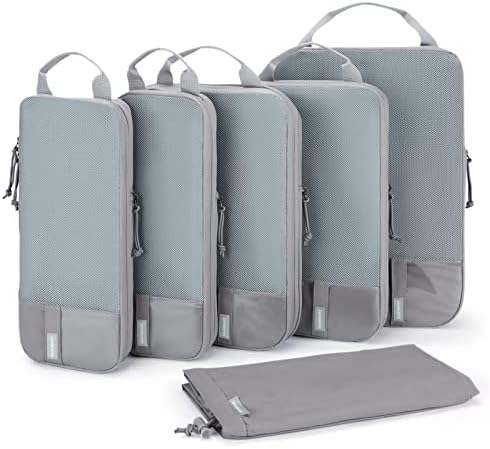 BAGSMART 6 Set Compression Packing Cubes - Lightweight Travel Essentials, Durable Luggage Organizer