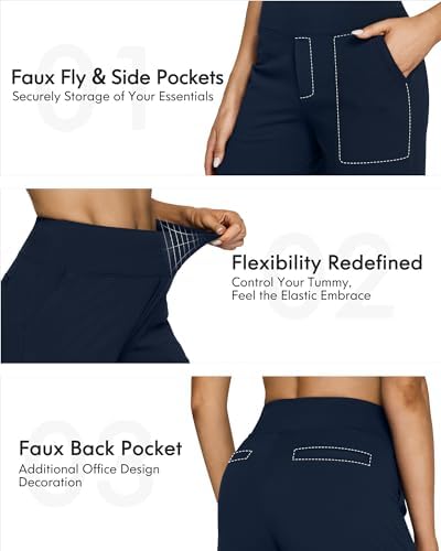 G4Free Yoga Pants Women Wide Leg Pants with Pockets High Waist Stretch Dress Casual Sweatpants Petite/Regular/Tall