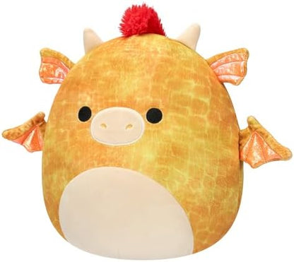 Squishmallows Original 12-Inch Dieric Yellow Dragon with Orange Mane - Official Jazwares Large Plush
