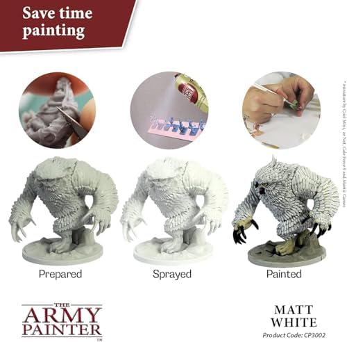 The Army Painter Color Primer, Matt White, 400ml, 13.5oz - Acrylic Spray Undercoat for Miniature Painting