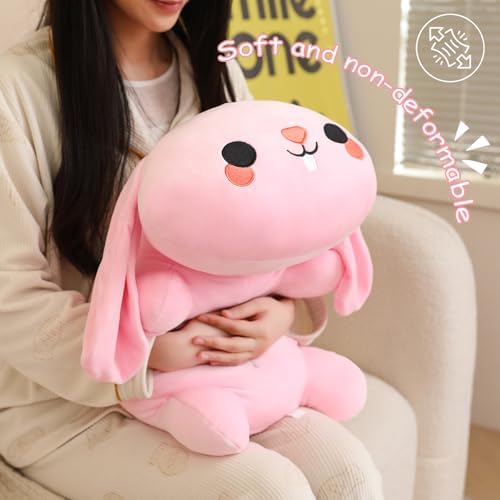 SQEQE Weighted Bunny Plush, Weighted Bunny Stuffed Animal, Cute Plushies Soft Pink Pillow Toy Gift for Kids Adults 13.8 Inch, 1.6 Lbs