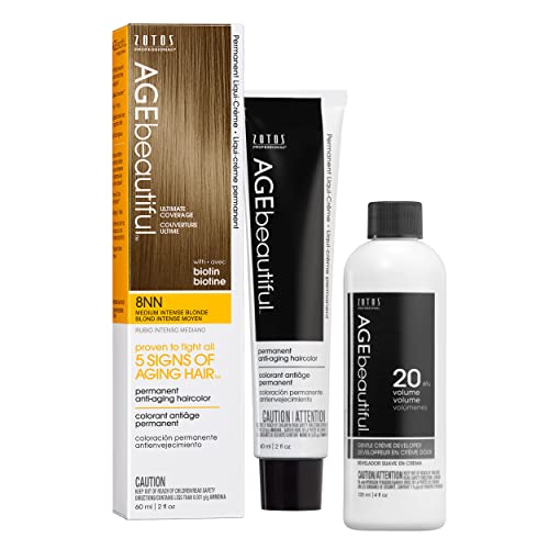 AGE beautiful Permanent Hair Color Dye Liqui Creme | 100% Gray Coverage | Anti-Aging Haircolor | Biotin for Thicker, Fuller Hair | Professional Salon Coloring