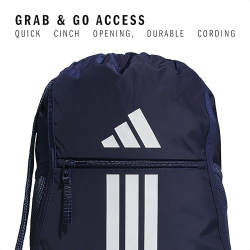 adidas Alliance Sackpack, Drawstring Backpack, Lightweight Small Gym Bag for Women and Men, Team Navy Blue 2, One Size