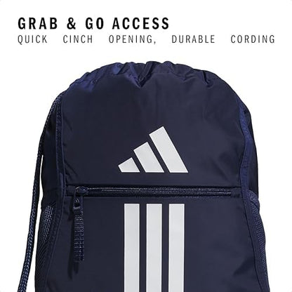 adidas Alliance Sackpack, Drawstring Backpack, Lightweight Small Gym Bag for Women and Men, Team Navy Blue 2, One Size