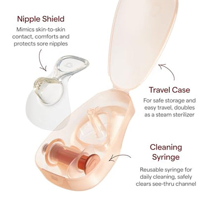 Munchkin® Flow Nipple Shield + with See-Thru Channel to Watch Milk Flow - Nurse Confidently and Meet Your Breastfeeding Goals - 20mm