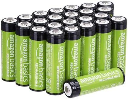 Amazon Basics 24-Pack Rechargeable AA NiMH Batteries, 2000 mAh, 1.2V, Recharge up to 1000x Times, Pre-Charged