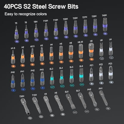 42 in 1 Magnetic Screwdriver Set, DIY Ratchet Screwdriver Set, Multi Bit Magnetic Drive Set with Detachable Ratchet Handle, Portable Compact Repair Tool Kit for Furniture Computer Bicycle Gray