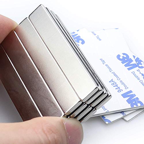 MIKEDE Magnets, 20 Pack Strong Neodymium Bar Magnets with Adhesive Backing, Rare Earth Fridge Magnet Heavy Duty, Metal Powerful Magnet for Craft, Whiteboard, Garage, Kitchen - 60x10x3 mm