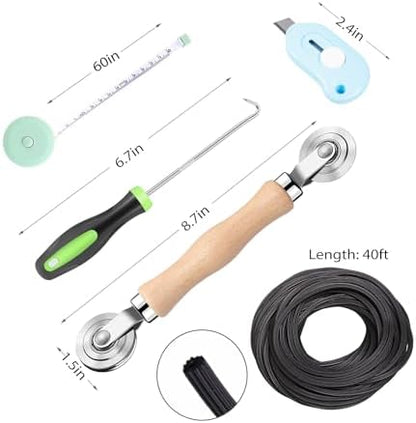 Windows Screen and Screen Door Repair Kit, 48"x118" Charcoal Fiberglass Mesh with Rolling Tool/Hook/Ruler/Cutter/Spline - Window Screen & Sliding Screen Door Replacement for Windows, TOOLTRIZ