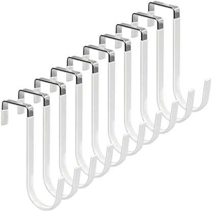 FYY Over The Door Hooks, 10 Pack Door Hangers Hooks with Rubber Prevent Scratches Heavy Duty Organizer Hooks for Living Room, Bathroom, Bedroom Hanging Clothes, Towels, Hats, Coats, Bags White