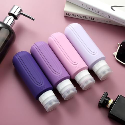 Travel Bottles for Toiletries, Large 6oz Oversize Containers, BPA Free Leak Proof Tubs Refillable Liquid Traveler Accessories with Toiletry Bag for Cometic Shampoo and Lotion Soap (4 Pack)