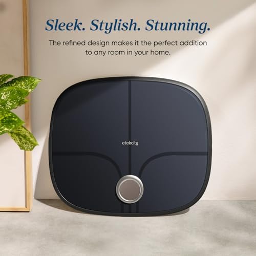 Etekcity Smart Rechargeable Scale for Body Weight, BMI, Fat, Muscle Mass, Digital Bathroom Scale with 13 Metrics, Secret Mode, Bluetooth Connect to Free Apps, Stealth Black