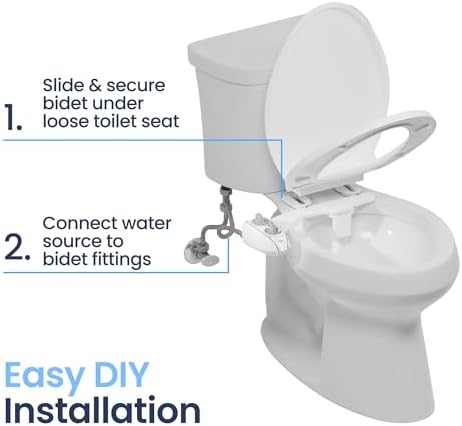 LUXE Bidet NEO 185 Plus - Patented Bidet Attachment for Toilet Seat, Innovative Hinges to Clean, Slide-in Easy Install, Advanced 360° Self-Clean, Dual Nozzles, Feminine & Rear Wash (White)