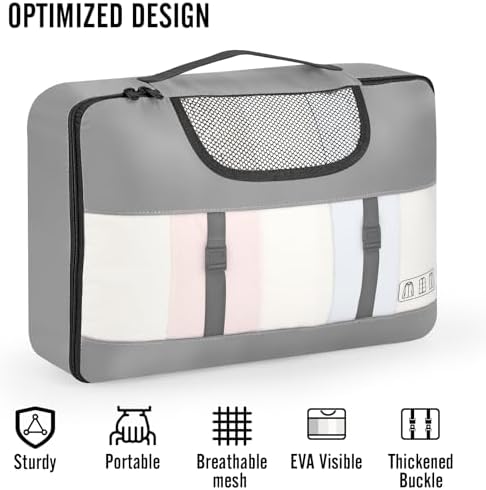 Veken 10 Set Packing Cubes for Travel Essential, Suitcase Organizer Bags in 4 Sizes, Carry-On Luggage Accessories with Large Laundry & Hanging Toiletry Bag, Must-Have for Airplane, Road Trip & Camping