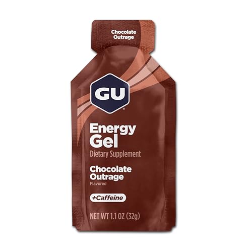 GU Energy Original Sports Nutrition Energy Gel, Vegan, Gluten-Free, Kosher, and Dairy-Free On-the-Go Energy for Any Workout, 24-Count, Chocolate Outrage