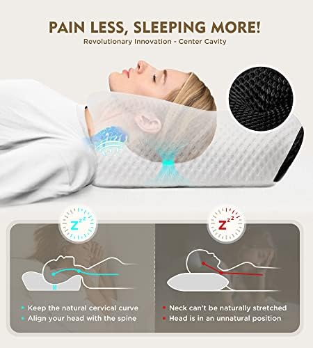 Osteo Cervical Pillow for Neck Pain Relief, Hollow Design Odorless Memory Foam Pillows with Cooling Case, Adjustable Orthopedic Bed Pillow for Sleeping, Support for Side Back Sleepers