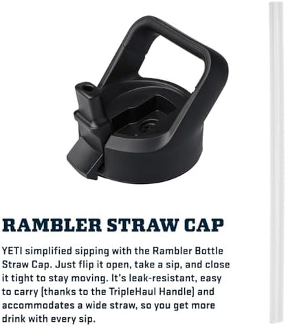 YETI Rambler 18 oz Bottle, Vacuum Insulated, Stainless Steel with Straw Cap, Navy