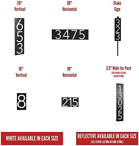 Discovered Designs – 20” Custom Address Number Sign - Black or White – Vertical or Horizontal – Made in USA (Black 20 inch Vertical) - House Numbers for Outside Modern