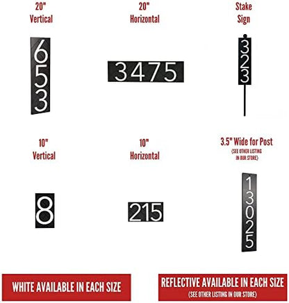 Discovered Designs – 20” Custom Address Number Sign - Black or White – Vertical or Horizontal – Made in USA (Black 20 inch Vertical) - House Numbers for Outside Modern