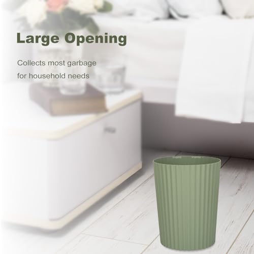 JiatuA Small Trash Can Plastic Wastebasket Round Garbage Container Bin for Bathroom, Kitchen, Bedroom, Home Office, College Dorm, Green 2 Pack