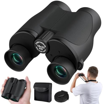 Aurosports 16x32 Compact Binoculars for Adults and Kids - High Powered Small Binoculars with Low Light Vision - Easy Focus Lightweight binos for Bird Watching Hunting Travel Hiking