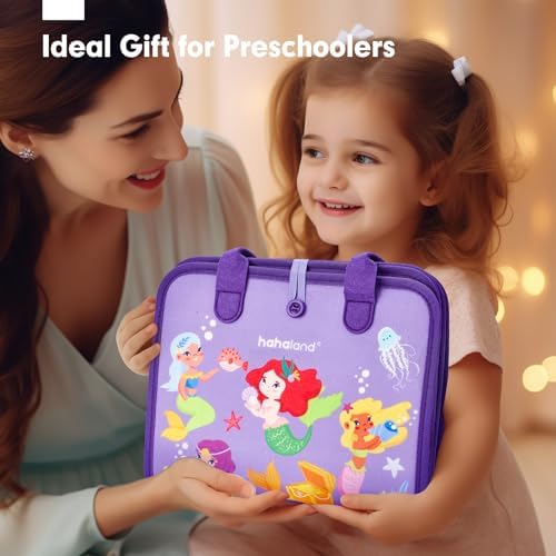 hahaland Busy Board Montessori Toys - 3 Year Old Girl Gifts Bithday Gift Ideas - 8 in 1 Preschool Learning Activities - Christmas Toddler Stocking Stuffers Gifts