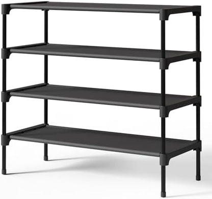 Kitsure Shoe Rack - Non-Woven Shoe Rack Shelf, Shoe Organizer for Closet, Entryway, Garage & Corridor, Stackable Shoe Shelves, X-Large, Black