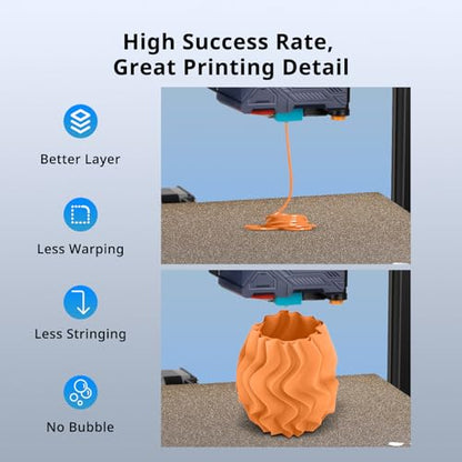 ANYCUBIC Matte PLA Filament 1.75mm, 3D Printing PLA Filament 1.75mm Dimensional Accuracy +/- 0.02mm, 1KG Spool (2.2 lbs), Matte Orange