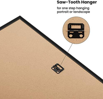 upsimples 12x16 Picture Frame Black 3 Pack, Scratch-Proof Poster Frames 12 x 16 for Photo Gallery - Slide-In Strips, Horizontal or Vertical Wall Mounting