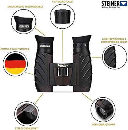Steiner Safari UltraSharp Binoculars Compact Lightweight Performance Outdoor Optics, 10x26 & Sawyer Products SP564 Premium Insect Repellent with 20% Picaridin, Lotion, 4-Ounce