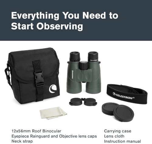Celestron - Nature DX 12x56 Binoculars – Powerful and Bright for Long-Range Viewing – 56mm Objective Lenses – 12x Magnification – Fully Multi-Coated – Waterproof and Fogproof – Tripod Adaptable