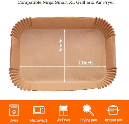 Air Fryer Liners For Ninja Foodi XL Smart FG551 6-in-1 Indoor Grill,100PCS Rectangular Air Fryer Disposable Paper Liner, Parchment Paper Liners for Ninja Smart Xl Air Fryer